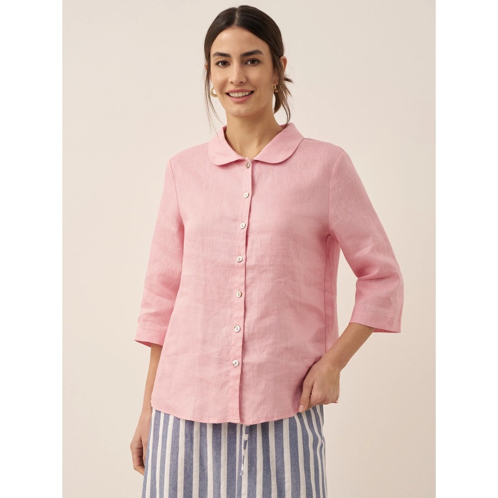 Grae Cove Women's Hollister Pink Linen Button Down Shirt 3/4‎ Sleeve-  XL